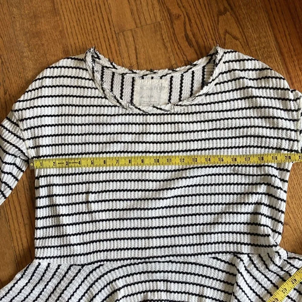 Free People We The Free Auntie Em Thermal Waffle Long Sleeve Top Peplum Size S